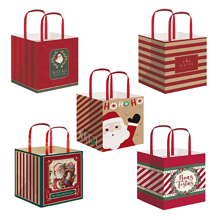 Sacola P/ Panetone Natal G 27,5x22x16 C/1 UN (Sortido) - Cromus