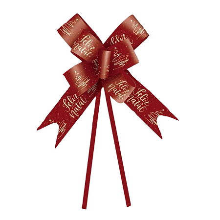 Laço Pronto Feliz Natal Vermelho 2,2x42cm 10un Cromus