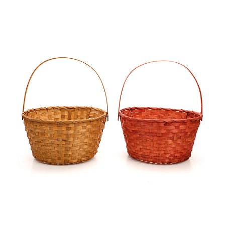 Cesta Bambu Redonda Alça Dobrável Páscoa Decoração Enfeite