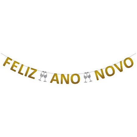 Faixa Decorativa Feliz Ano Novo Eva Glitter 2,04m 1un