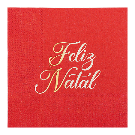 Guardanapo de Papel Feliz Natal Verm/Ouro 32,5x32,5cm 20un