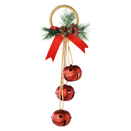 Enfeite Pendurar Guilanda C/ Trio de Guizo Vermelho 36cm 1un