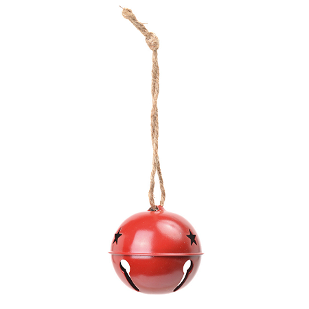 Enfeite Pendurar Guizo Vermelho Estrelas Vazada 7cm 1un