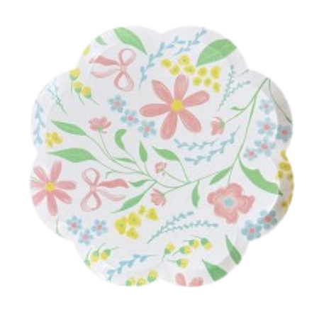 Prato de Papel Flores 19cm 8un