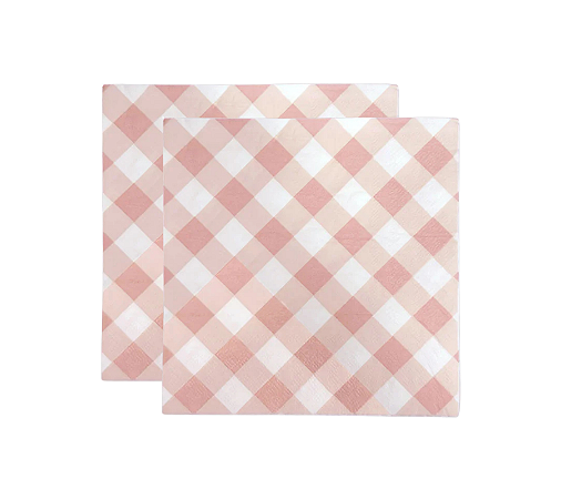 Guardanapo de Papel Xadrez Vichy Rosa 16,5cm 20 Uni