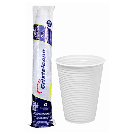 Copo Descartável Cristalcopo Branco Maxi PP 200ml 100Un