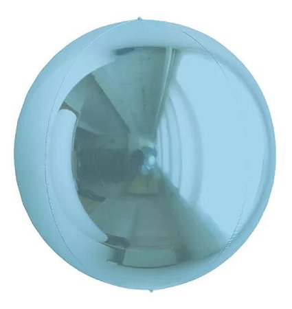 Balao Metalizado Redondo Esphera Azul Claro 15"/38cm Cromus