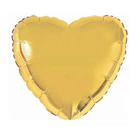 Balão Metalizado Coração Dourado 17" 43cm Balloon