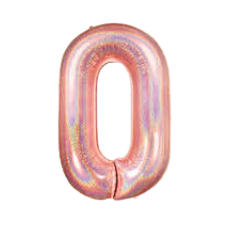Balão Numero 0 Rose Gold Holografico 40" 102cm Grabo