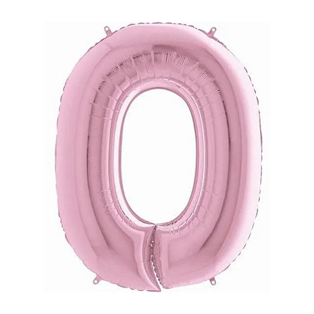 Balão Metalizado Numero 0 Rosa Bebê 40" 101cm Cromus