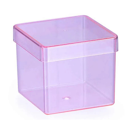 Caixinha Acrilica Lembrancinha Rosa 5X5cm 10Un