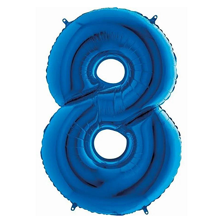 Balao Metalizado Numero 8 Azul 40" 101 cm Cromus