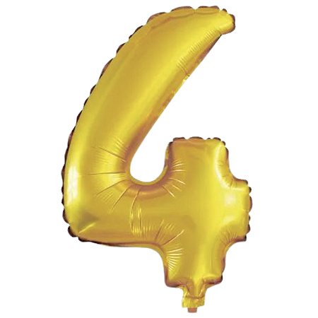 Balão Metalizado Número 4 Dourado 16 polegadas 41cm - Up Party
