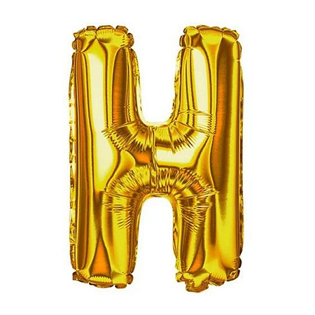 Balao Metalizado Letra H Dourado/Ouro 14" 35cm Cromus