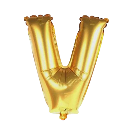 Balao Metalizado Letra V Dourado/Ouro 14" 35cm Cromus