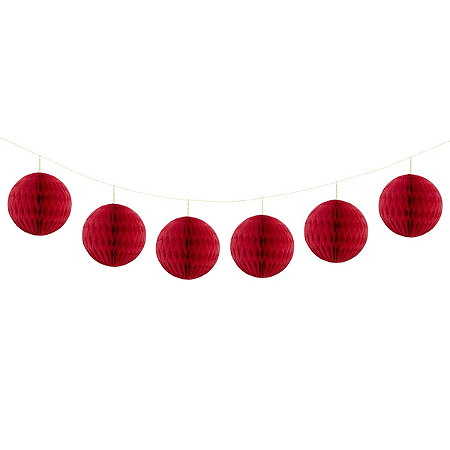 Guirlanda Mini Globo Colmeia De Papel 8cm Vermelho 6Un