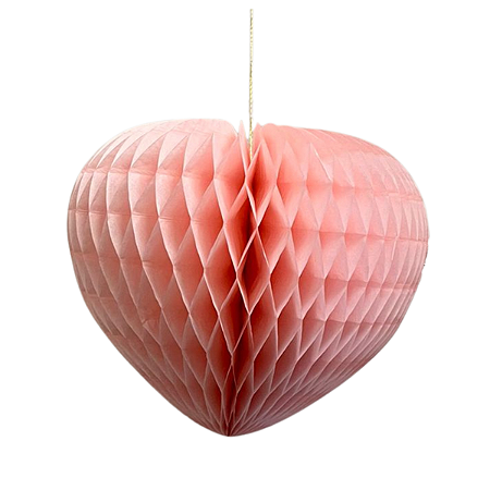 Coração Colmeia de papel tamanho G 20cm - Rosa Iogurte