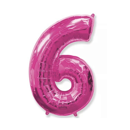 Balão Metalizado Numero 6 Pink 14" 36cm Grabo
