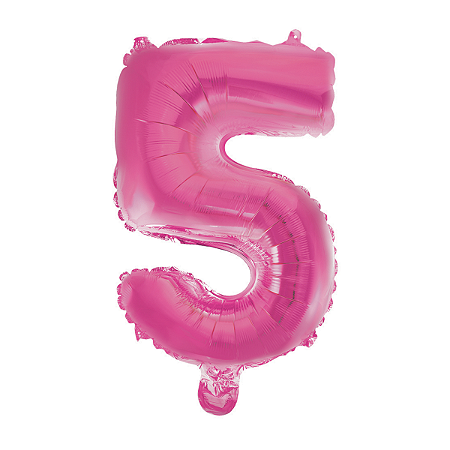 Balão Metalizado Numero 5 Pink 14" 36cm Grabo