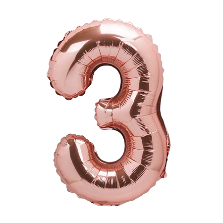 Balão Metalizado Numero 3 Rose Gold 14" 35cm Cromus