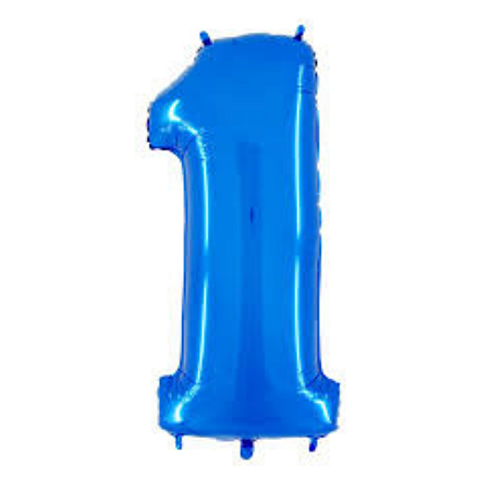 Balão Metalizado Numero 1 Azul 14" 36cm Grabo