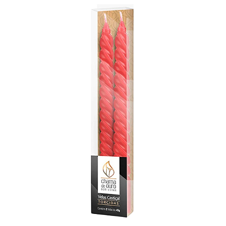 Vela Castiçal Torcida Vermelho 45g Ceia de Natal - 2Unidades