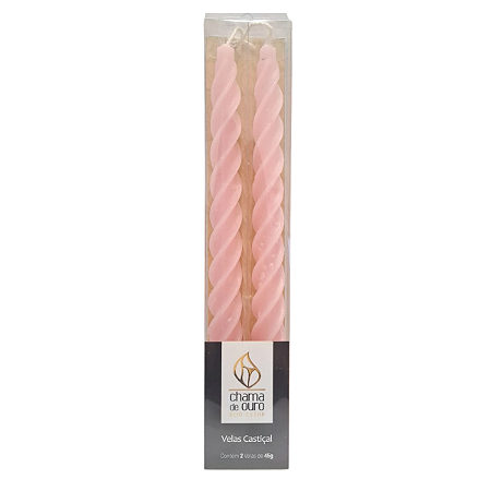 Vela Castiçal Torcida Rosa Blush 45g Ceia de Natal 2Unidades