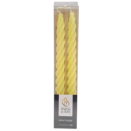 Vela Castiçal Torcida Amarelo Candy 45g Ceia de Natal - 2 Un
