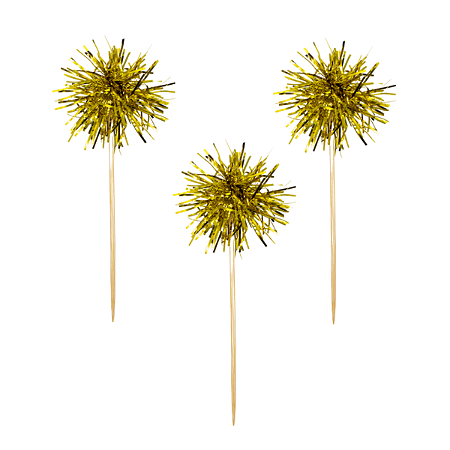 Pick Espeto Decorativo Festão Dourado Natal/Ano Novo 3Un