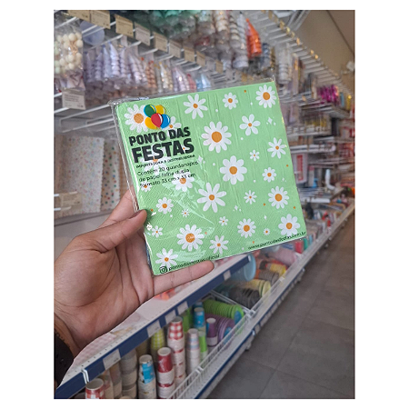 Guardanapo de Papel Margaridas Verde 33x33cm 20Un