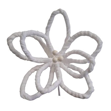 Galho Decorativo Natalino Poinsetia Branca  27cm 1un