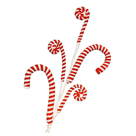 Galho Decorativo Natal Candy Cane Branco/Vermelho 65cm 1un