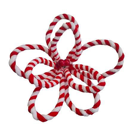 Galho Natal Poinsetia Vazada Listras Verme/Branco 27cm 1un