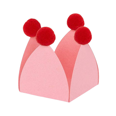 Forminha de doce Pompom (10und) - Rosa C/ Vermelho