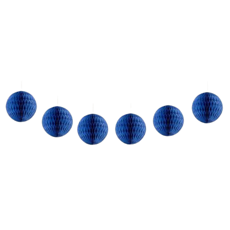 Guirlanda Mini Globo Colmeia De Papel 8cm Azul Espacial 6Un