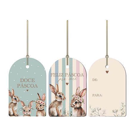 Tag De/Para Presentes Doce Páscoa Coelhinhos