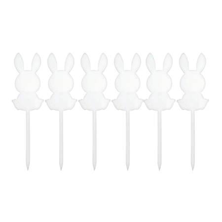 Pick Palito Acrilico Coelho Branco Páscoa 6Un
