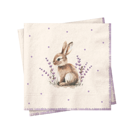 Guardanapo Páscoa Coelhinho Lavanda 32,5x32,5cm 20Un