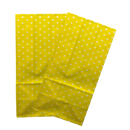 Saco De Papel Mini Poá Amarelo 12Un
