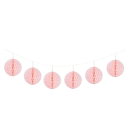Guirlanda Mini Globo Colmeia De Papel 8cm Rosa Iogurte 6Un