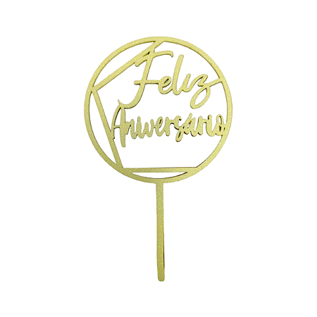 Topo Decorativo Eva Glitter Feliz Aniversario Amarelo Candy