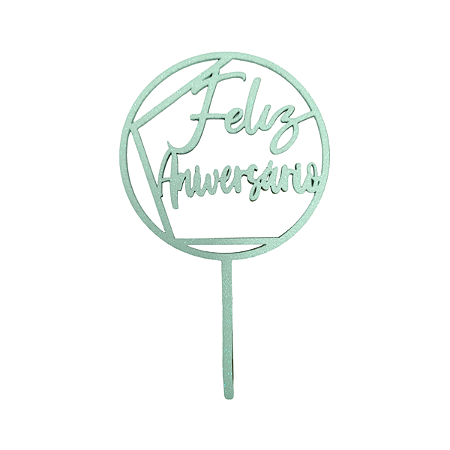 Topo Decorativo Eva Glitter Feliz Aniversario Verde Candy