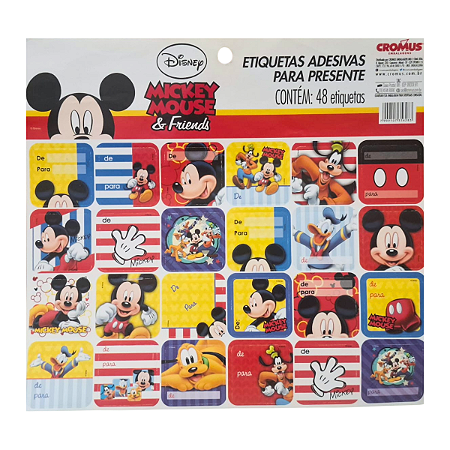 Cartela de Adesivos De/Para Mickey e Turma 48Un