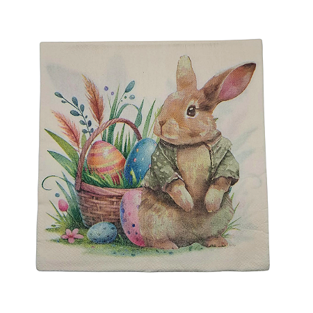 Guardanapo Papel Folha Dupla Páscoa Coelho Ovos 33x33cm 20Un