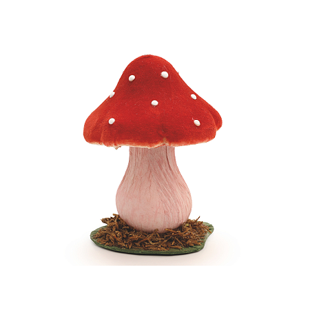 Cogumelo Decorativo Veludo Vermelho Páscoa Bosque 14cm 1Un