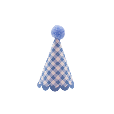 Mini Chapeuzinho Pompom Vichy Azul Royal 10Un