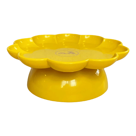 Bandeja Flower com pé 1un Amarelo Flor Só Boleiras