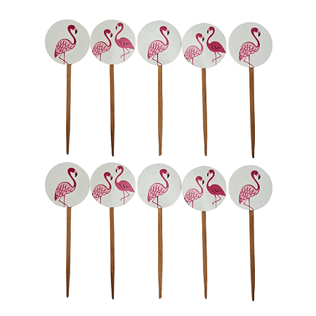 Topo Para Doces e Cupcake Flamingo Rosa Tropical 10Un