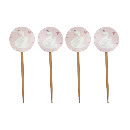 Topo Para Doces e Cupcake Cisne Rosa 10Un