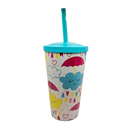 Copo Kids Chuva De Amor Chá de Bebê 550Ml